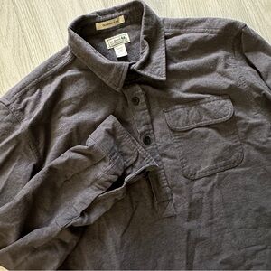 LL Bean Flannel Shirt Mens Large Gray Long Sleeve Button Up Solid Chest Pockets